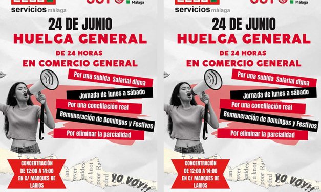 UGT y CCOO convocan una huelga y concentración en el comercio el 24 de junio ante el bloqueo del convenio de la patronal de Málaga